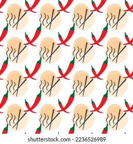 Asian food seamless pattern with the shape of chilies and paprika abstract premium vector design