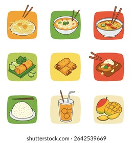 Asian food set Vector design.