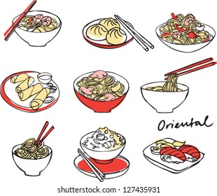 Asian food set vector illustration