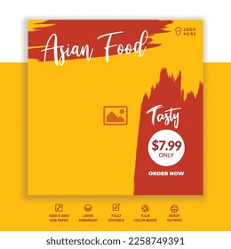 asian food social media post banner template for restaurant promotion