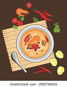 Asian food soup shrimp chili lemon