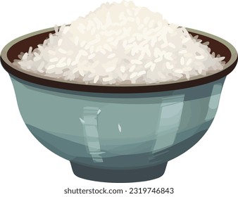 Asian food steamed rice, chinese hot rice food vector