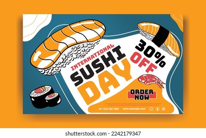 Asian food sushi sale discount banner