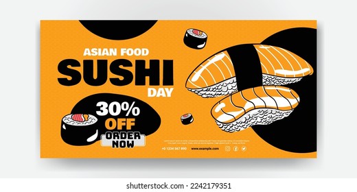 Asian food sushi sale discount banner