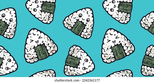 Asian food sushi seamless pattern for seafood background. Japanese or chinese rolls with salmon, nori.