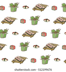 asian food sushi vector pattern