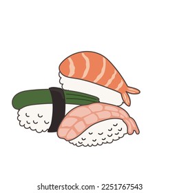 Asian Food Symbol Element Funny Cartoon Icon Asian Sushi Roll Symbol Decoration Element Doodle Cute Bright Happy Icon Silhouette Talisman Icon Template