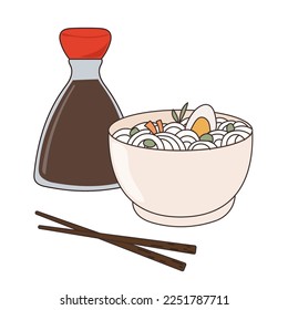 Asian Food Symbol Element Funny Cartoon Icon Asian Sushi Roll Symbol Decoration Element Doodle Cute Bright Happy Icon Silhouette Talisman Icon Template