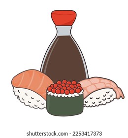Asian Food Symbol Element Funny Cartoon Icon Asian Sushi Roll Symbol Decoration Element Doodle Cute Bright Happy Icon Silhouette Talisman Icon Template