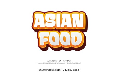 plantilla de efecto de texto de comida asiática diseño editable para logotipo y marca de negocios