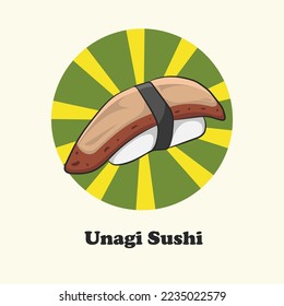 Asian Food. Unagi Sushi vector. Japanese cuisine, traditional food. eel Sushi