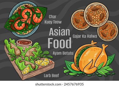 Asian Food Vector Art: Hand-drawn.