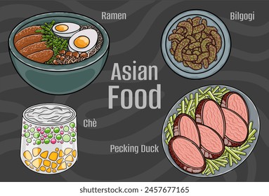 Asian Food Vector Art: Hand-drawn.
