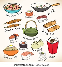 Asian food vector collection 