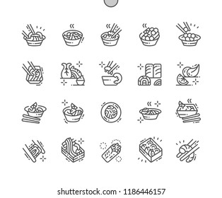 Asian food Well-crafted Pixel Perfect Vector Thin Line Icons 30 2x Grid for Web Graphics and Apps. Simple Minimal Pictogram