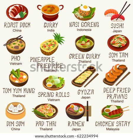 Asian foods vector set