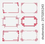Asian frame borders vector collection. Traditional decorative elements with line, corner, borders, frames. Set of asian border designs for cards, invitation, poster, cover.