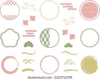 Asian Frame and Embellishment Set in Vector