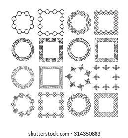 Asian frame ornament, pattern brush ,korean, chinese, japanese vector set