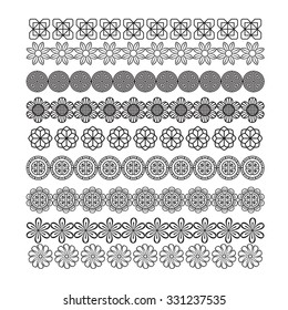 adorno de marco asiático, cepillo de motivos, korean, chino, japonés conjunto vectorial