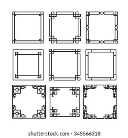 Asian frame ornament, pattern brush ,Korean, Chinese, Japanese vector set