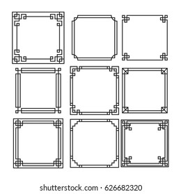 Asian Frame Ornament, Pattern Brush ,korean, Chinese, Japanese Vector Set