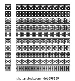 Asian frame ornament, pattern brush ,korean, chinese, japanese vector set