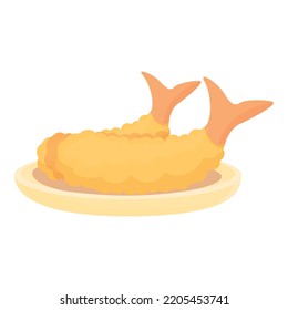 Asian fried fish icon cartoon vector. Japanese food. Cuisine ramen