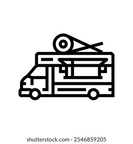 asian fusion food truck line icon vector. asian fusion food truck sign. isolated contour symbol black illustration
