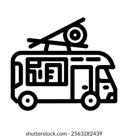 asian fusion food truck line icon vector. asian fusion food truck sign. isolated contour symbol black illustration