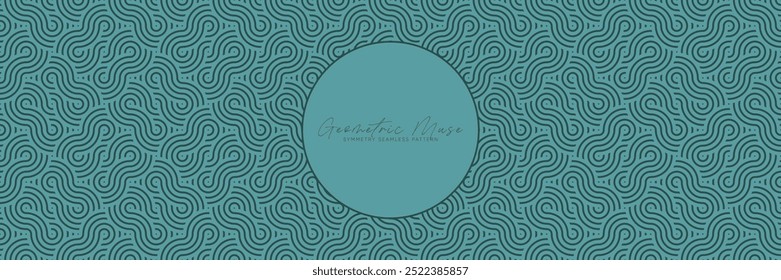 Asian geometric abstract vector seamless pattern with waves and curvy lines texture in blue teal colors. Vintage pattern for decorative wallpaper, festive backdrop, asian repeat graphic element