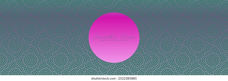 Asian geometric abstract vector seamless pattern with waves and curvy lines texture in pink green purple. Gradient pattern for decorative wallpaper, festive backdrop, asian repeat graphic element