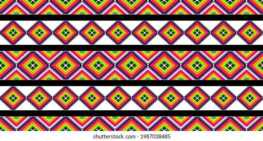 Asian Geometric ethnic pattern seamless design color oriental seamless patterns using for fabric curtain carpet wallpaper garments clothing paper wrapping Batik fabrics Vector seamless Pattern style
