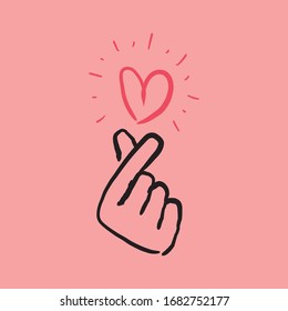 Mini Heart Korean Love Hand Finger Stock Vector (Royalty Free) 1888999909