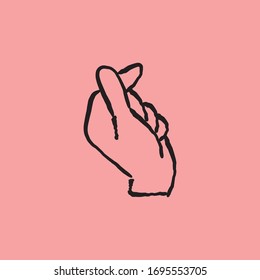 Asian gesture of love. Fingers heart.