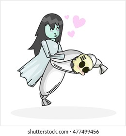 Asian ghost sticker set.