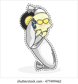 Asian ghost sticker set.