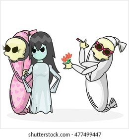 Asian ghost sticker set. Pimp ghost