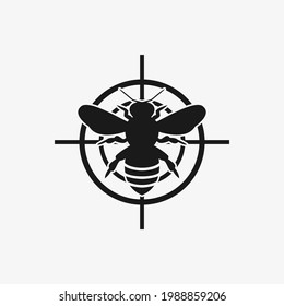 Asian giant hornet or bee icon red target. Anti wasp vector. Red prohibiting target