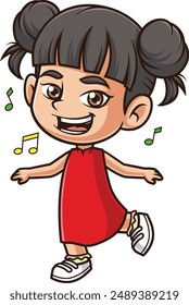 Asian girl dancing vector illustration