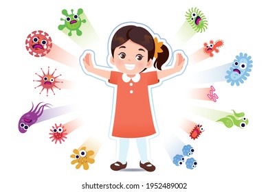 Asian girl have a immune to certain bacteria and viruses so that they can live a fun, age-appropriate life. Safety in keeping children away from serious diseases.