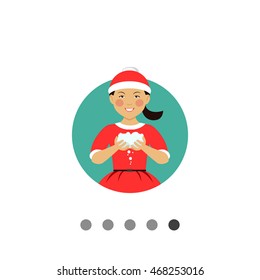 Asian girl holding snowballs