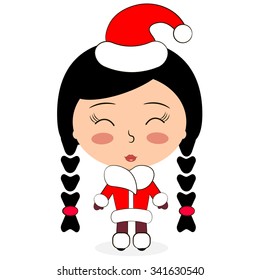 Asian girl isolated on a white background.Vector illustration.