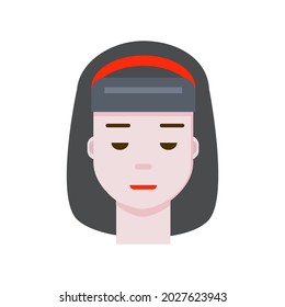 Asian girl with red hoop in hair