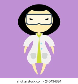 Asian girl scientist illustration