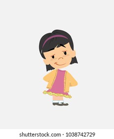 Asian girl smiling peacefully.