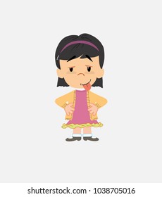 Asian girl in waiting attitude with funny expression.