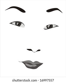 asian girl's face in vector