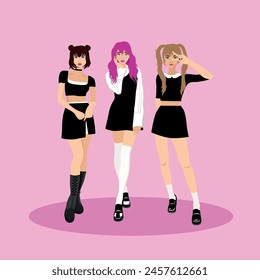 Asian girls in k-pop style