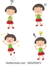Asian girls with various facial expressions, SDGs